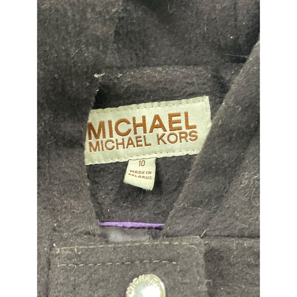 Michael Kors Brown Women’s Hooded Coat With Button Details Sz 10 - Picture 8 of 11
